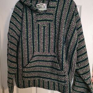 Men's Black and Green Chevron Hoodie